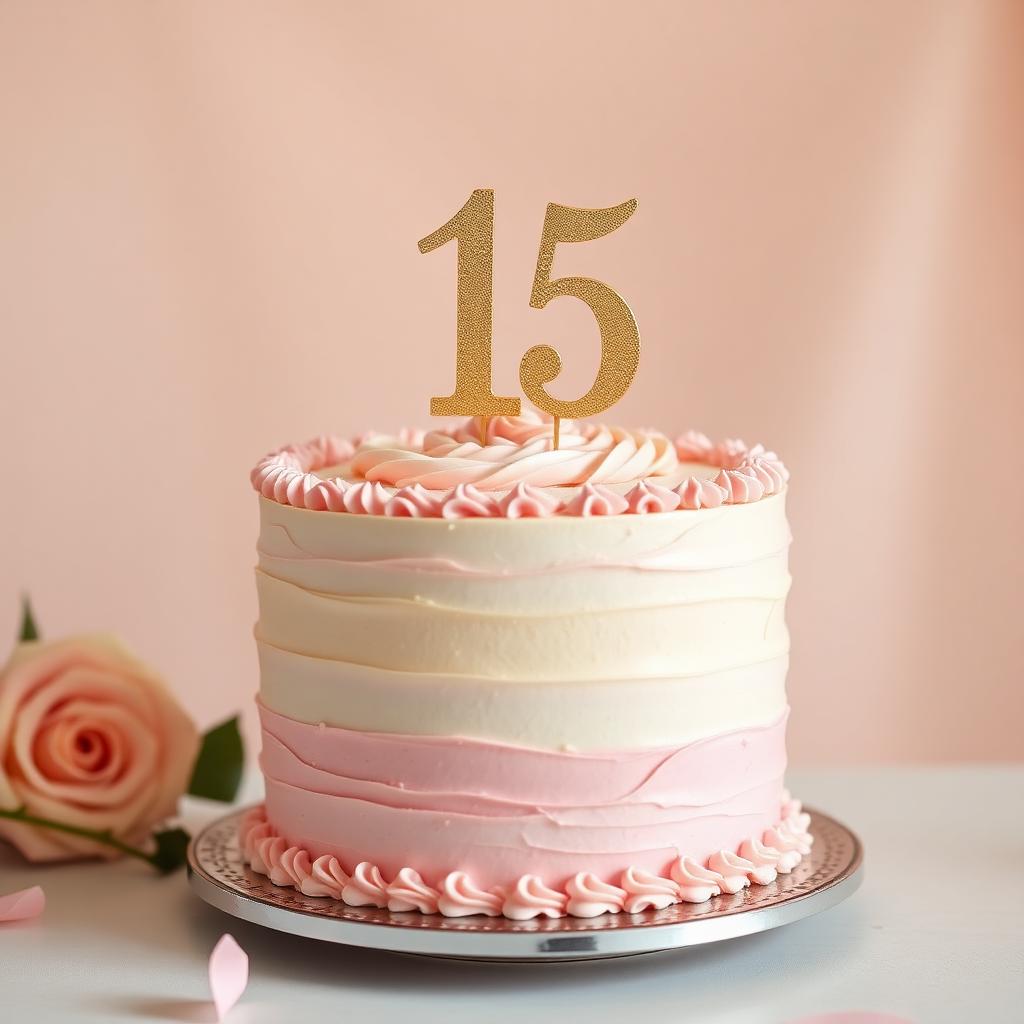 Pastel kids birthday cake with gold topper